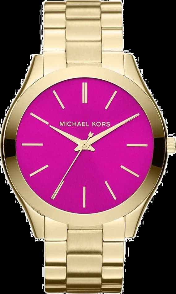 Montre Michael Kors MK3264 au cadran fuchsia et bracelet doré, style élégant et raffiné
