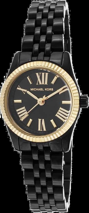 Montre Michael Kors MK3299 Lexington acier noir cadran noir index dorés style chic moderne