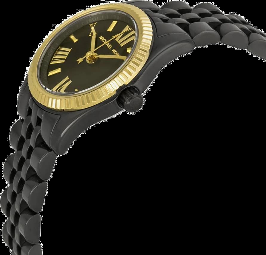 Boîtier Michael Kors MK3299 acier noir 40mm lunette cannelée verre saphir étanche 50m