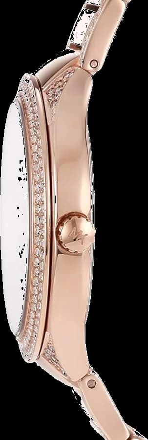 Bracelet Michael Kors MK3313 en maillons rectangulaires dorés rose, fermoir déployante, finition brillante
