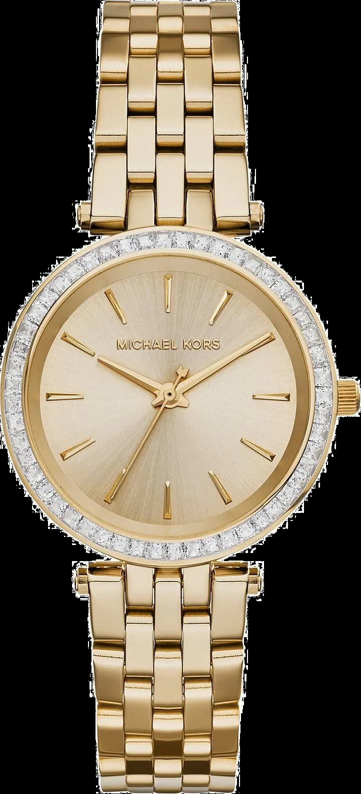 Montre Michael Kors MK3365 au cadran soleil doré et index bâtons, style chic et lumineux
