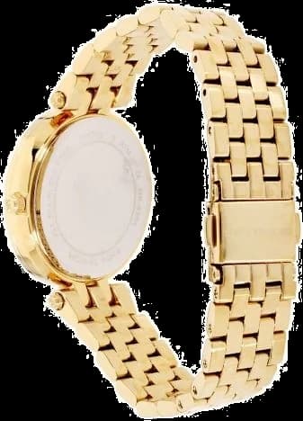 Boîtier Michael Kors MK3365 en acier doré 38mm, lunette sertie de cristaux scintillants, vue profil