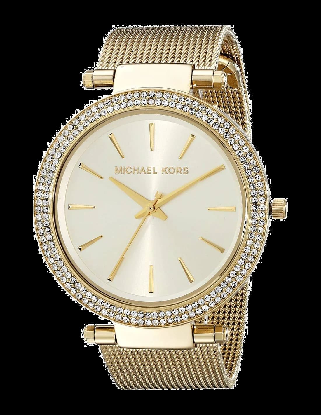 Montre Michael Kors MK3368 au cadran blanc nacré avec index dorés et aiguilles bâtons, style élégant et féminin