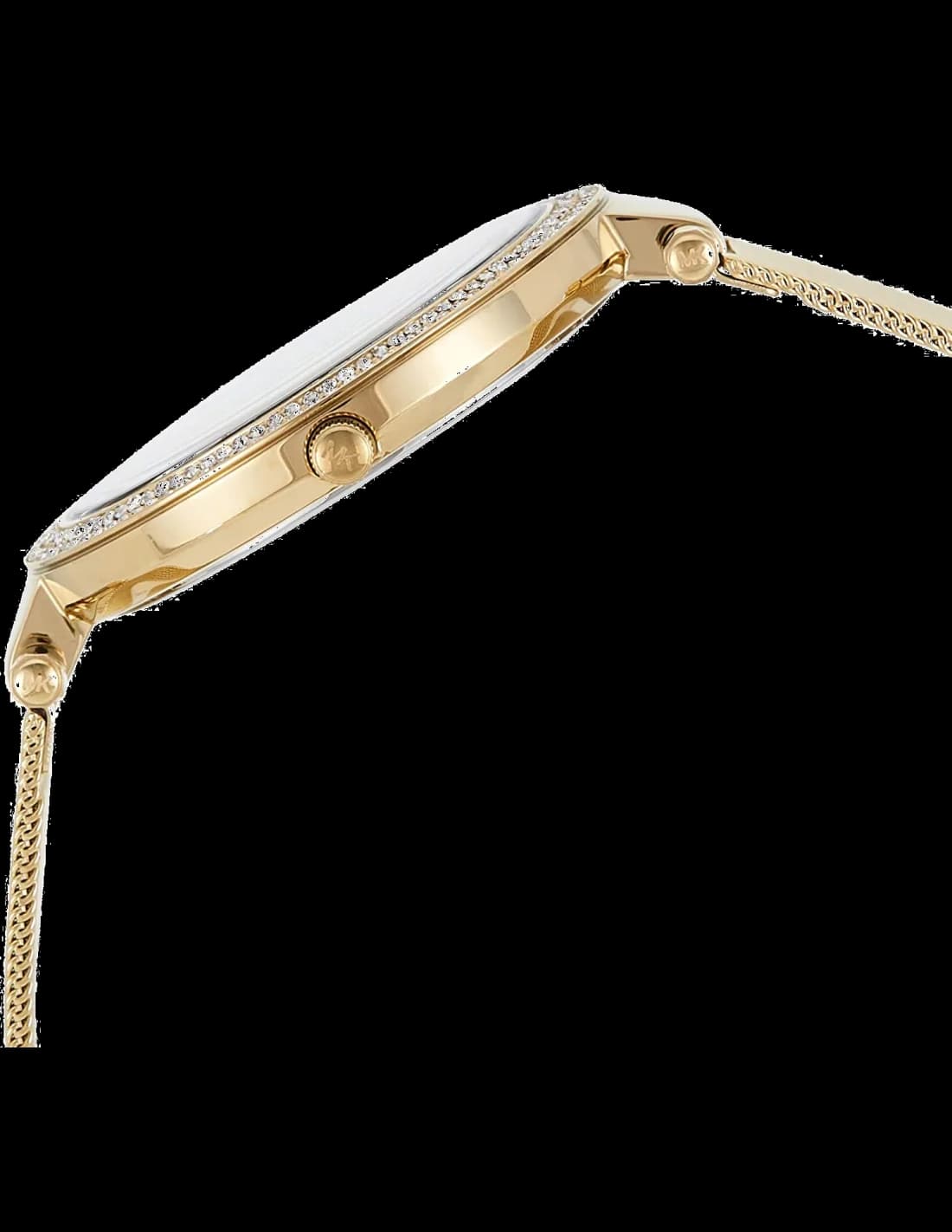 Bracelet Michael Kors MK3368 en acier doré avec maille milanaise, finition brillante et boucle déployante, confortable et chic