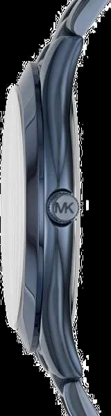 Bracelet Michael Kors MK3419 en acier inoxydable bicolore bleu et or, fermoir déployante