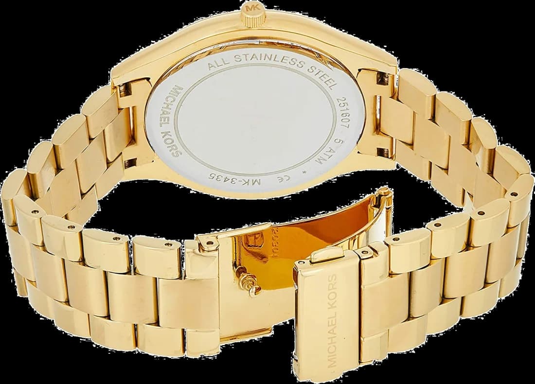 Bracelet Michael Kors MK3435 en acier doré type mesh, fermoir déployant, finition luxueuse