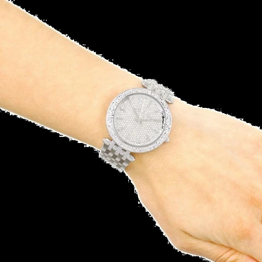 Boîtier Michael Kors MK3437 rond en acier poli 38mm, lunette lisse, profil fin et raffiné