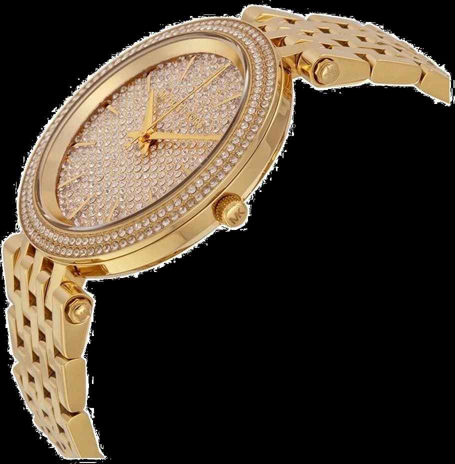 Cadran Michael Kors MK3438 avec index dorés, aiguilles de style bâton et date à 3h