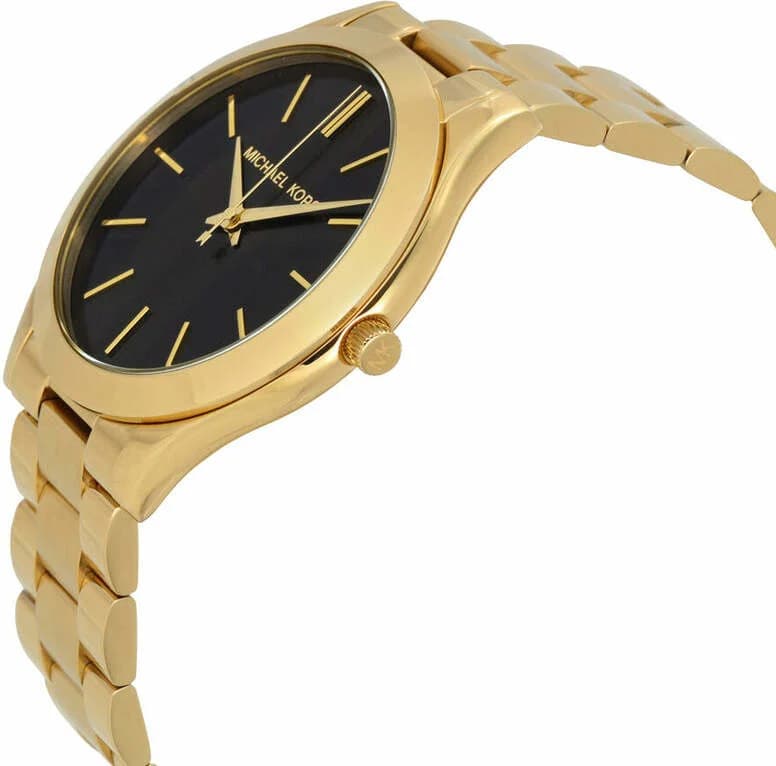 Bracelet Michael Kors MK3478 en acier doré à maillons, fermoir déployant, finition polie, confortable et raffiné