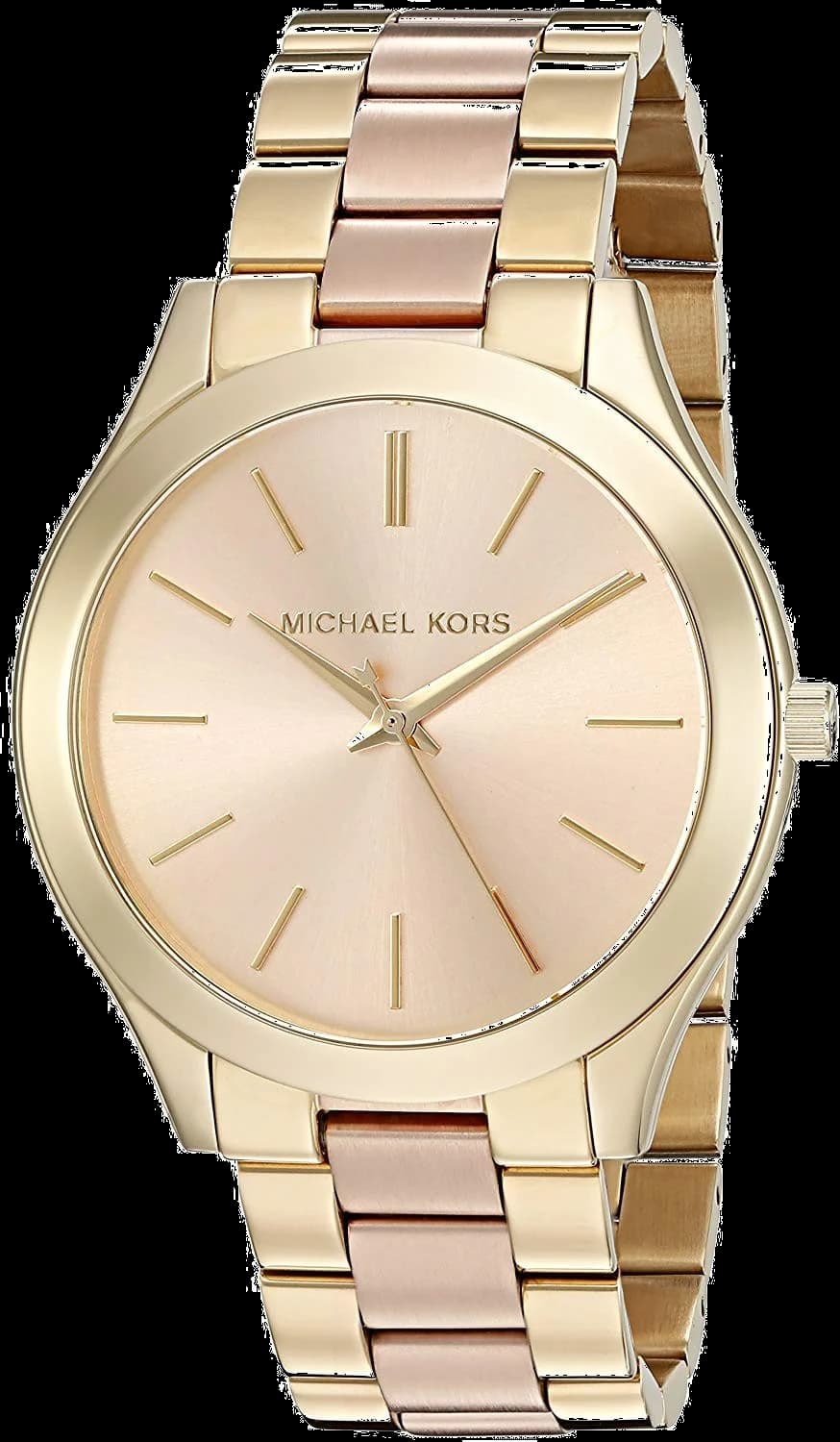 Montre Michael Kors MK3493 avec cadran blanc nacré et aiguilles dorées, style chic et moderne
