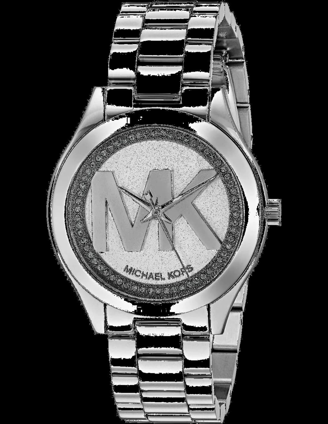 Montre Michael Kors MK3548 en acier argenté, cadran blanc avec index dorés, style chic et moderne
