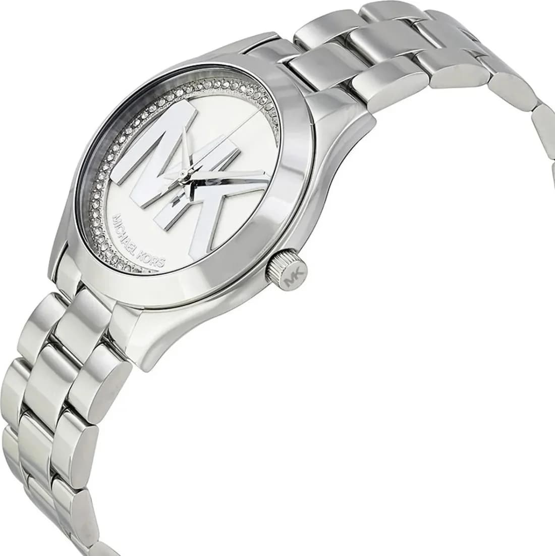 Cadran Michael Kors MK3548 avec finition soleillée, aiguilles dorées et date à 3h, élégant