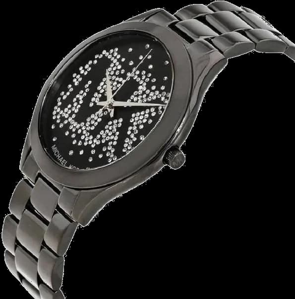 Cadran Michael Kors MK3589 aux index bâtons dorés, aiguilles luminescentes et date à 3h