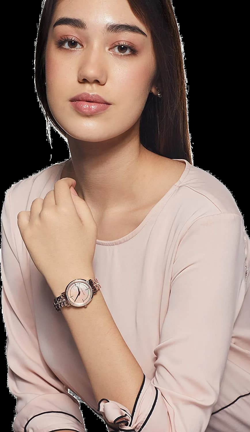 Bracelet Michael Kors MK3643 en acier inoxydable or rose, maillons ajustables, fermoir déployant