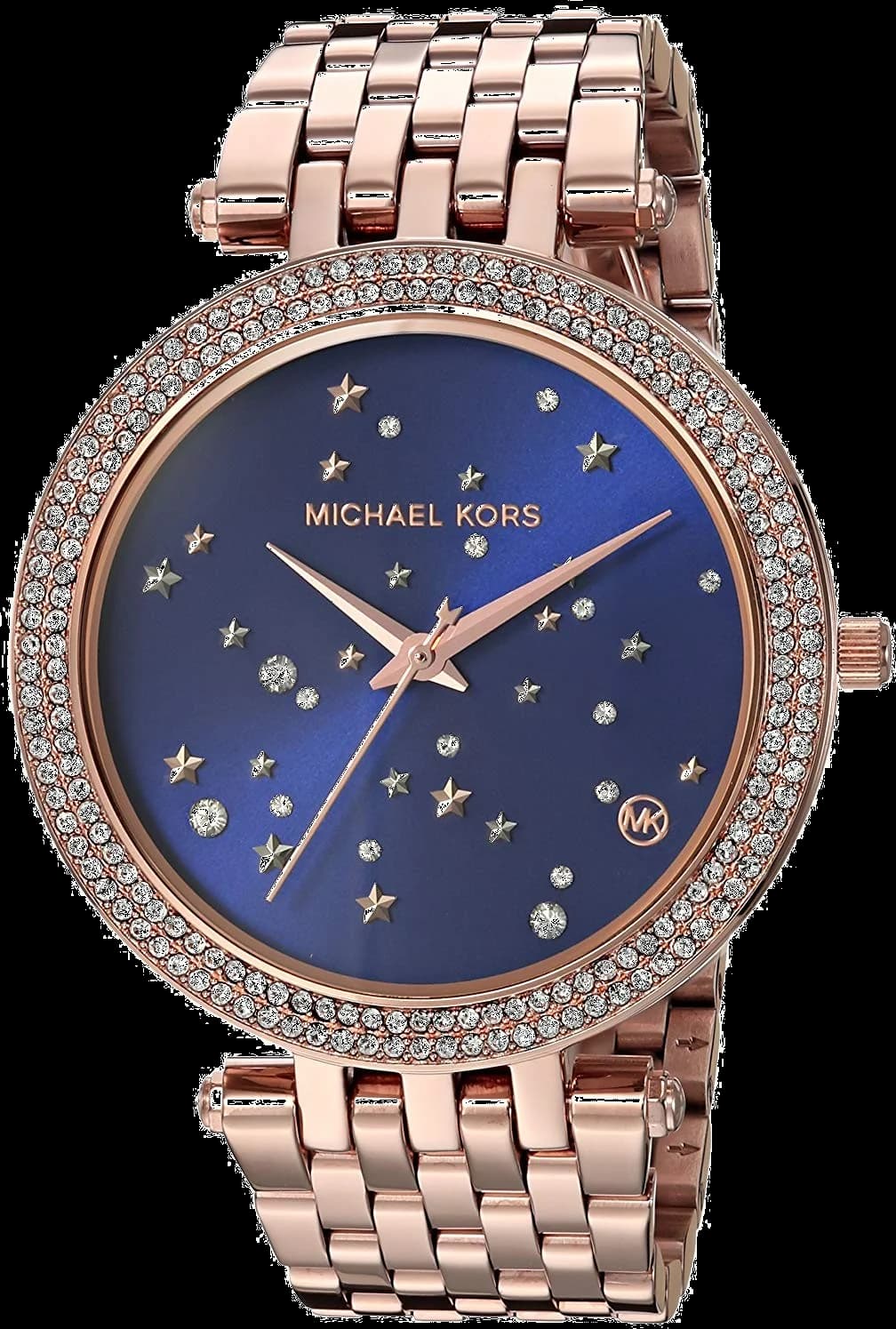 Montre Michael Kors MK3728 avec cadran ciel étoilé bleu et finitions dorées, style élégant et raffiné