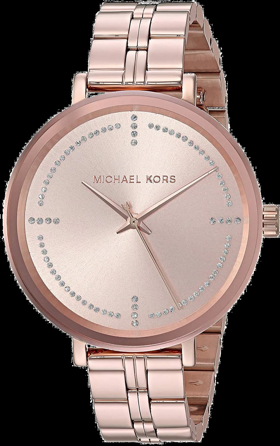 Montre Michael Kors MK3793 or rose avec cadran blanc et index dorés, style chic et féminin