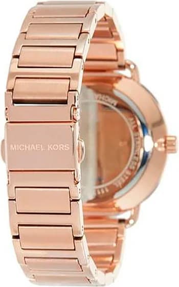 Cadran Michael Kors MK3795 avec cadran noir, index appliques dorés et aiguilles dauphine, date à 3h