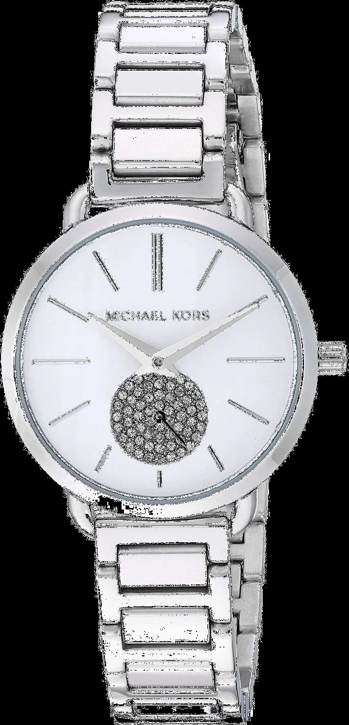 Montre Michael Kors MK3837 au cadran blanc nacré et index dorés, style chic et lumineux