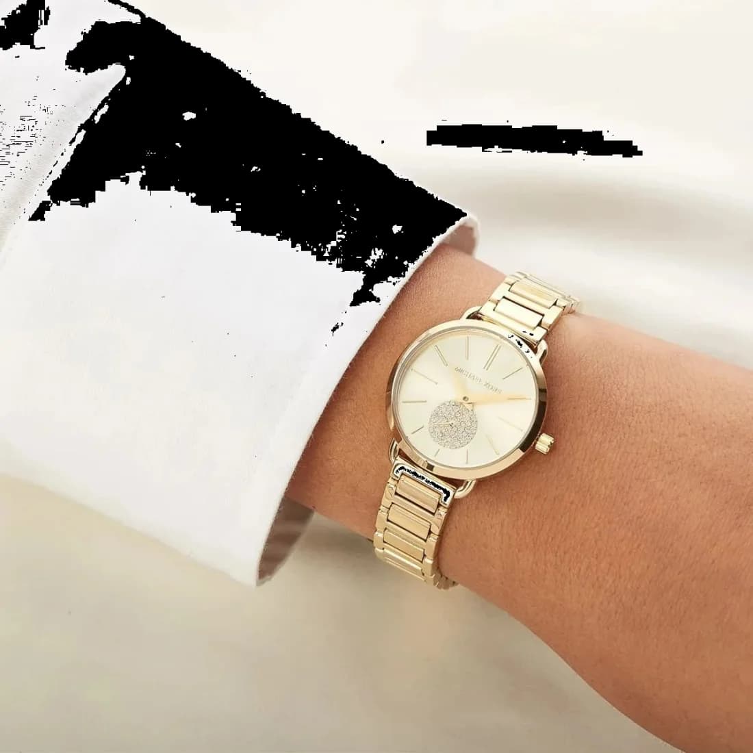 Montre Michael Kors MK3838 en Acier Doré Jaune avec Petite Seconde vue 4