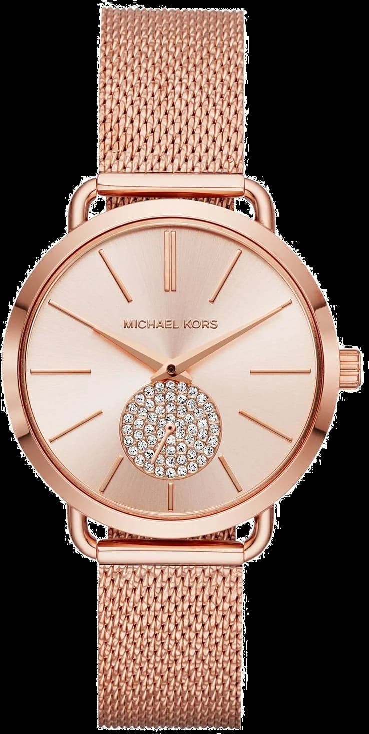 Montre Michael Kors MK3845 au cadran blanc nacré avec index dorés et aiguilles bâtons, style chic et féminin