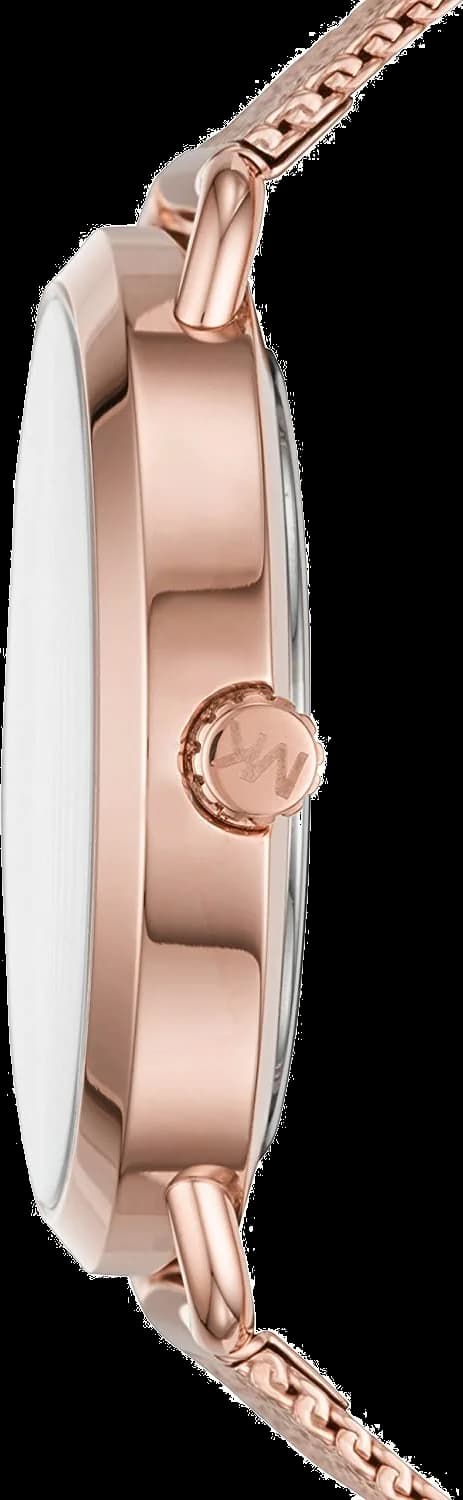 Cadran Michael Kors MK3845 blanc nacré avec index bâtons et aiguilles dorés, date à 3h, design élégant