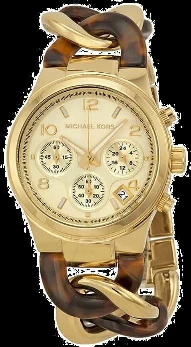 Montre Michael Kors MK4222 au cadran doré soleil, aiguilles dorées, index bâtons, style chic et lumineux