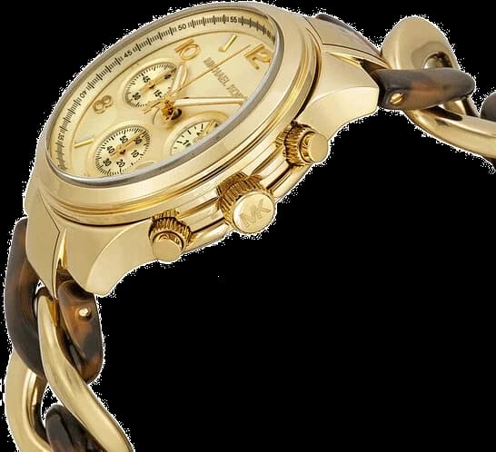 Bracelet Michael Kors MK4222 twist écaille de tortue et acier doré, boucle déployante, motif tortue