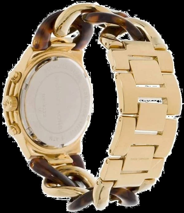 Boîtier Michael Kors MK4222 en acier doré, lunette lisse, verre minéral, profil fin et élégant