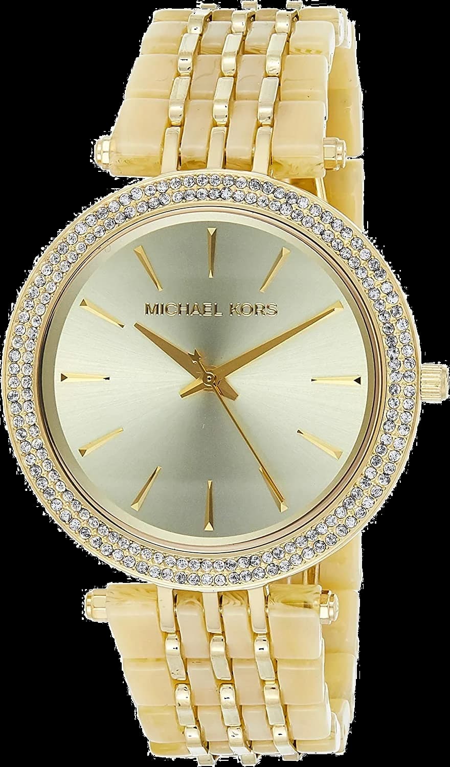 Montre Michael Kors MK4325 avec cadran blanc soleil et index dorés, style chic et lumineux