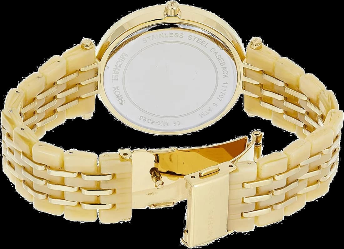 Bracelet Michael Kors MK4325 bi-matière acétate et acier doré, boucle déployante, allure moderne