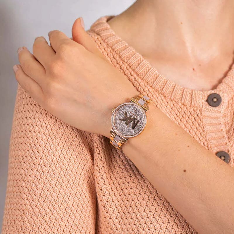 Bracelet Michael Kors MK4336 en acier inoxydable doré, maillons ajustables, fermoir déployante sécurisé et confortable