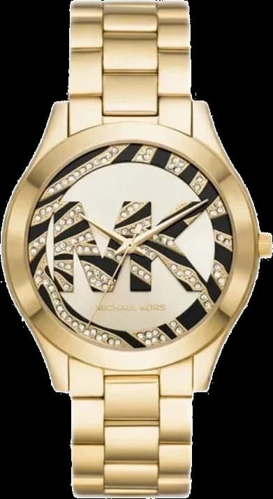 Montre Michael Kors Slim Runway MK4561 cadran léopard bracelet en acier inoxydable doré