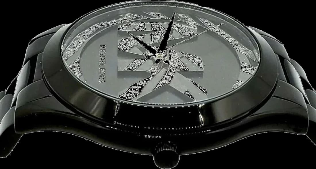 Bracelet Michael Kors MK4562 en acier inoxydable noir, maillons larges et fermoir déployant double sécurité