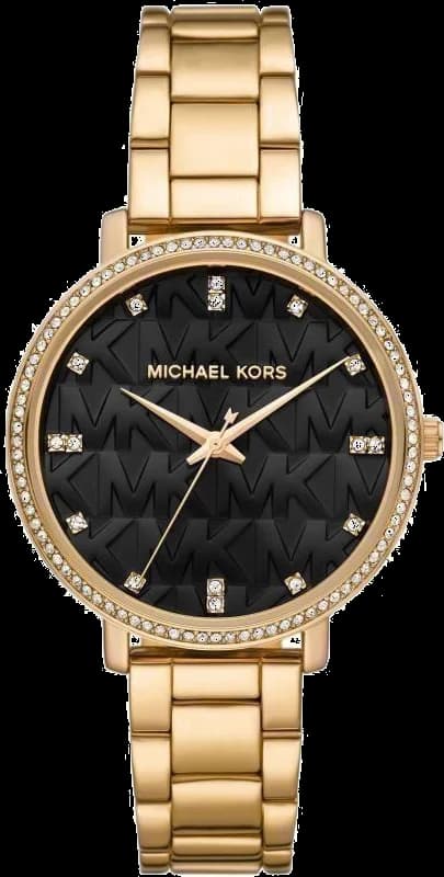Montre Michael Kors MK4593 avec cadran noir et boîtier doré, style chic et féminin