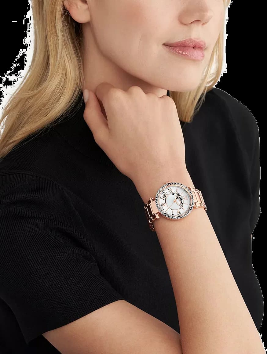 Cadran Michael Kors MK4695 à index bâtons dorés et guichet date à 3h sur fond nacre