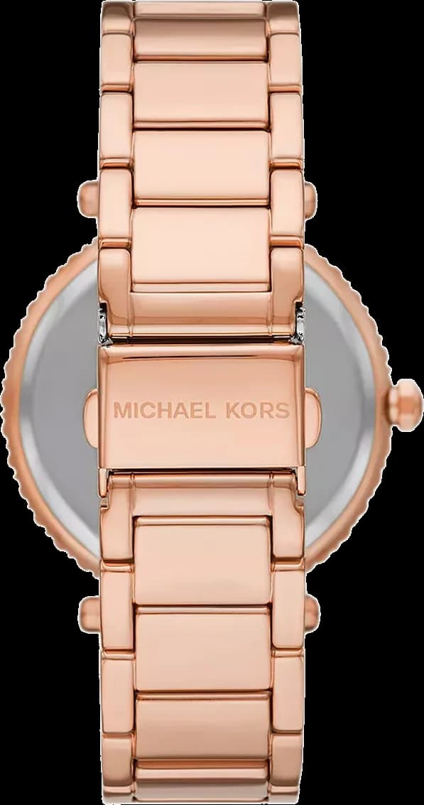 Bracelet Michael Kors MK4695 en acier inoxydable doré rose avec maillons alternés et fermoir déployante