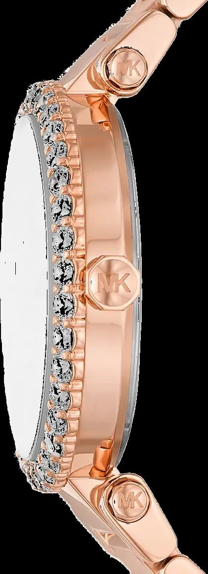 Boîtier Michael Kors MK4695 rond en acier doré rose, lunette lisse et verre saphir, profil fin