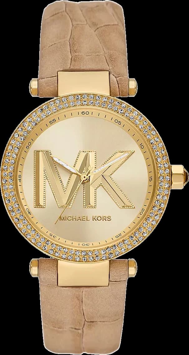 Montre Michael Kors MK4725 au cadran beige rosé et aiguilles dorées, style chic intemporel
