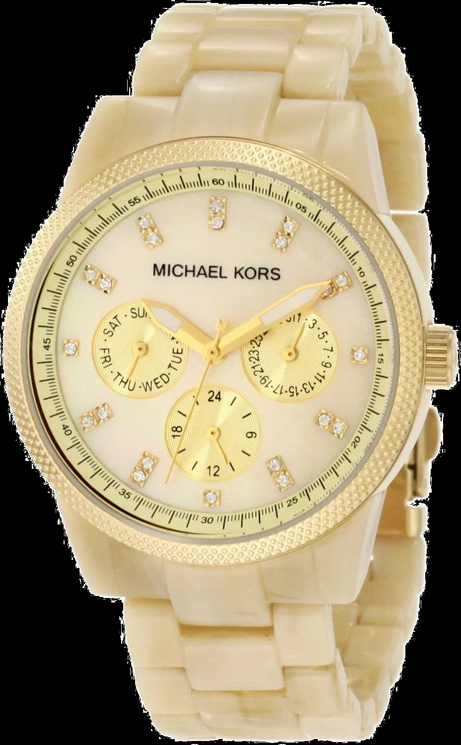 Montre Michael Kors MK5039 avec cadran noir orné de détails dorés et style chic intemporel