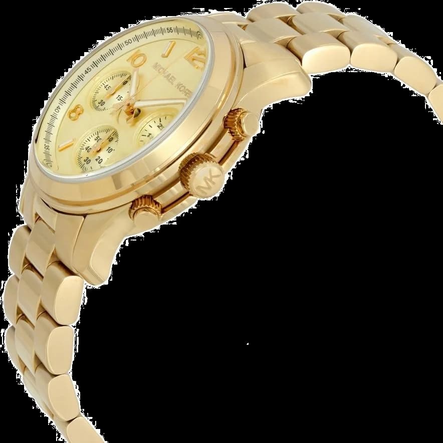 Bracelet Michael Kors MK5055 en acier doré à maillons larges, fermoir déployant double sécurité