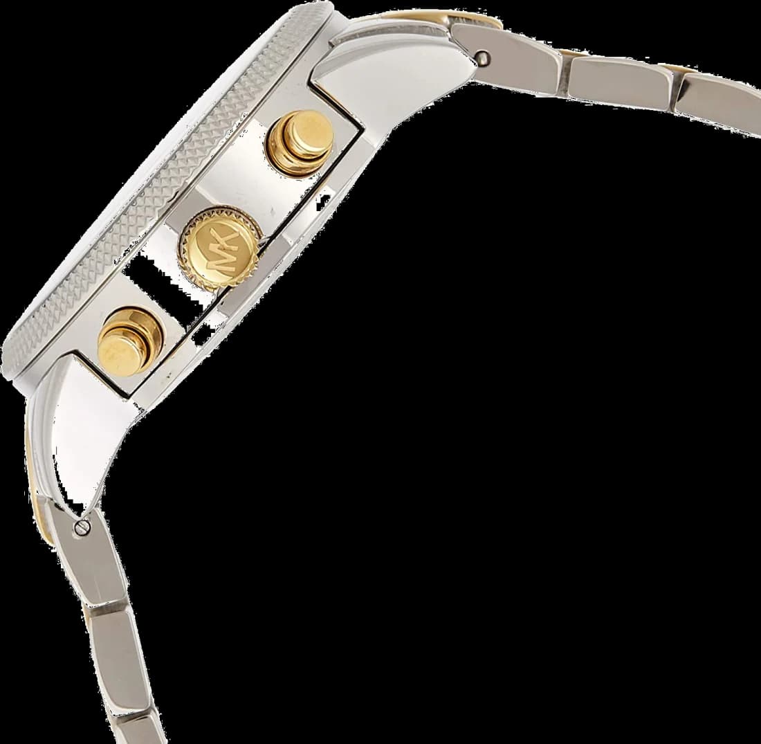 Bracelet Michael Kors MK5057 bi-ton doré et argent en acier inoxydable maillons alternés fermoir déployant