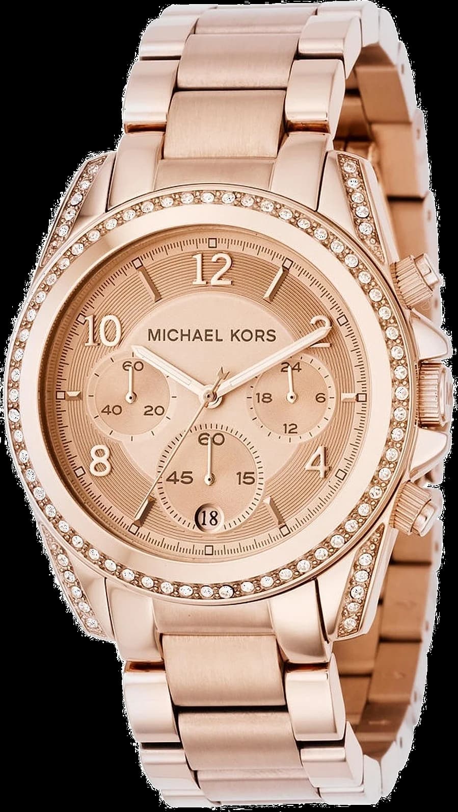 Montre Michael Kors MK5263 au cadran blanc soleil, aiguilles dorées et index bâtons, style chic intemporel