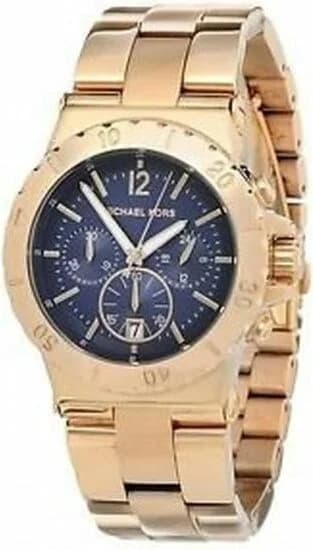 Montre Michael Kors MK5410 au cadran bleu sombre et boîtier or rose, style chic et moderne