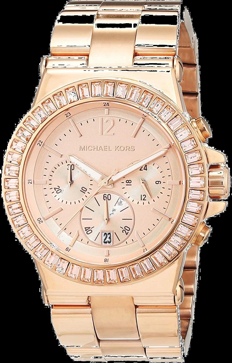 Montre Michael Kors MK5412 au cadran blanc nacré avec index dorés et aiguilles en or rose, style chic et lumineux