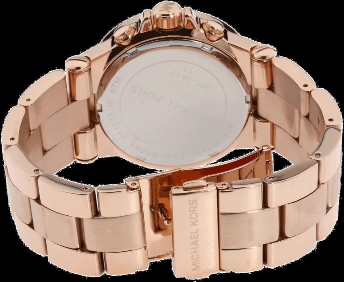 Cadran Michael Kors MK5412 avec chiffres romains et index en brillants, guichet date à 3h et aiguilles dorées