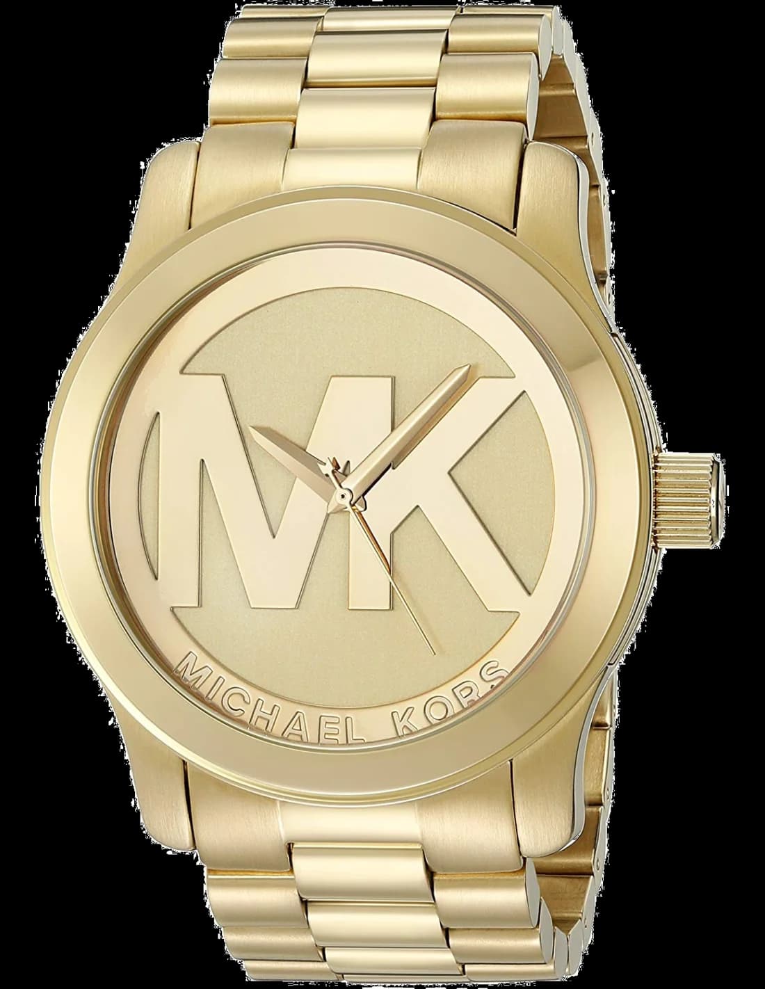 Montre Michael Kors MK5473 en acier doré avec cadran blanc soleil, index dorés et aiguilles dorées