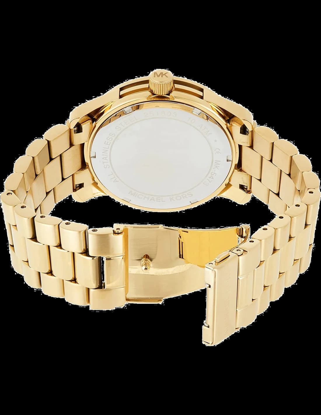 Bracelet Michael Kors MK5473 en acier inoxydable doré à maillons, fermoir déployante triple boutons-poussoirs