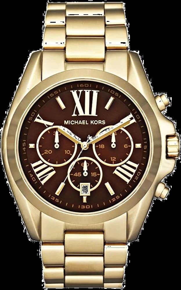Montre Michael Kors MK5502 avec cadran soleil noir, index dorés et aiguilles bâton, style chic et lumineux