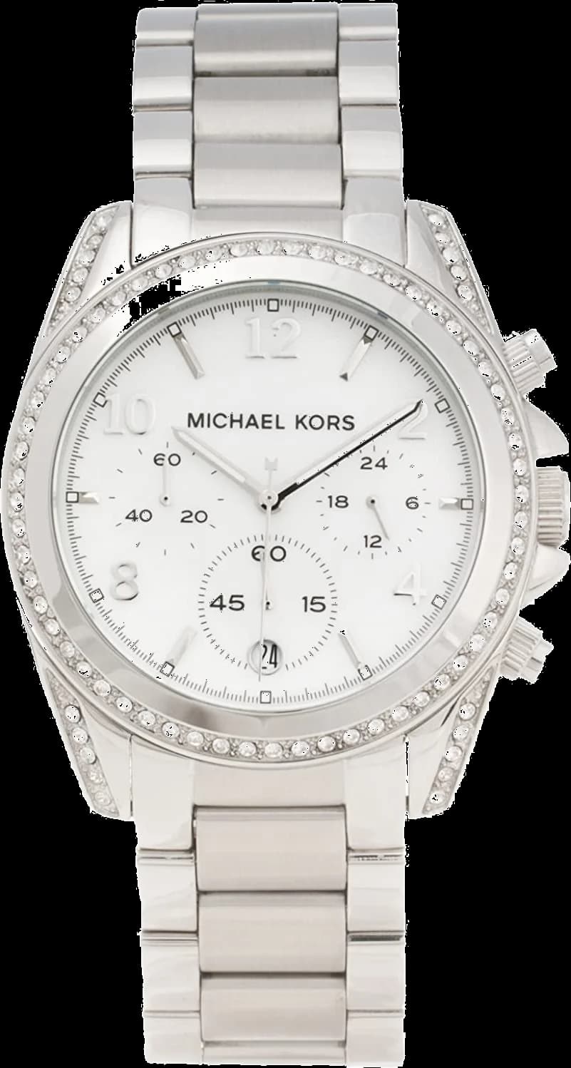 Montre Michael Kors MK5520 au cadran doré avec index bâtons, aiguilles dorées et affichage date, style sport chic