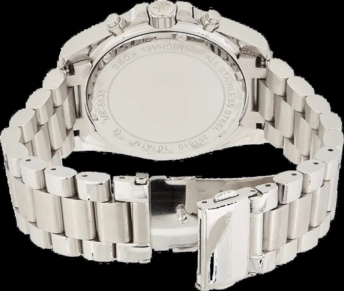 Bracelet Michael Kors MK5535 en acier inoxydable doré, maillons plats ajustables, fermoir déployante